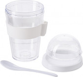 Plastic Breakfast Mug with compartment for cereal