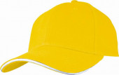 Six Panel Sandwich Baseball Cap in Yellow 