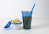 Snack Mug - cup with straw and snack compartment 