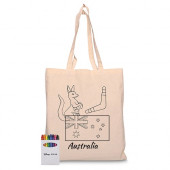 Squiggle Calico Bag with Crayon Set 