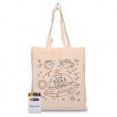 Squiggle Calico Bag with Crayon Set