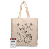 Squiggle Calico Bag with Gusset and Crayon Set 
