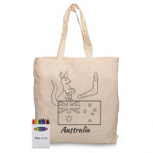 Squiggle Calico Bag with Gusset and Crayon Set 