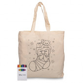 Squiggle Calico Bag with Gusset and Crayon Set 
