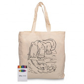 Squiggle Calico Bag with Gusset and Crayon Set