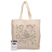 Squiggle Calico Bag with Gusset and Crayon Set 
