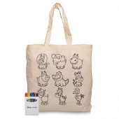 Squiggle Calico Bag with Gusset and Crayon Set 
