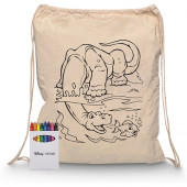 Squiggle Calico Drawstring Bag with Crayon Set 