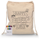 Squiggle Calico Drawstring Bag with Crayon Set