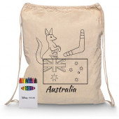 Squiggle Calico Drawstring Bag with Crayon Set 